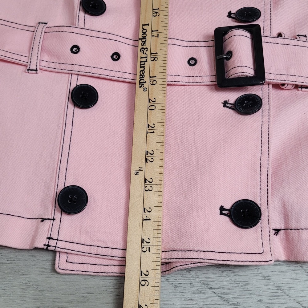 🌸NWT Lauren Jeans Co. Jacket Womens XL Peony Pink Denim Double Breasted Belted - Picture 15 of 16